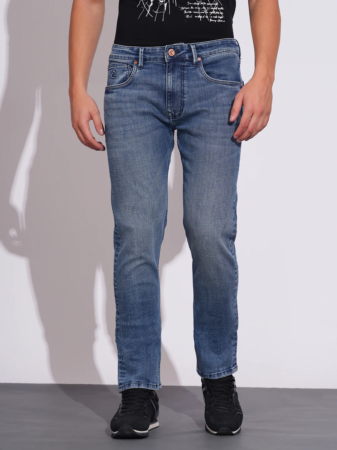 Blue Straight Fit Denims for Men by Being Human Clothing