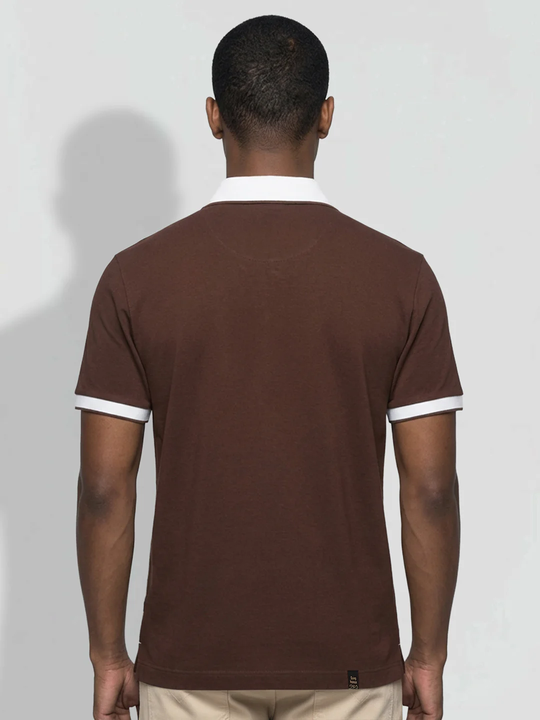 Brown Men's Contrast Tipping Polo T-shirt by Being Human Clothing - Image 3