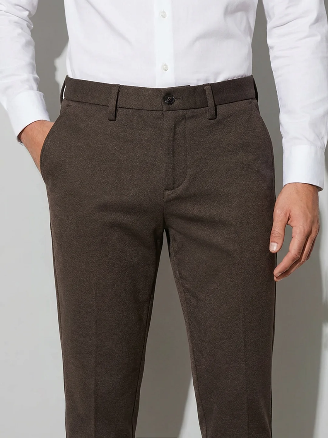 Brown Men's Cropped Chinos by Being Human Clothing - Image 5