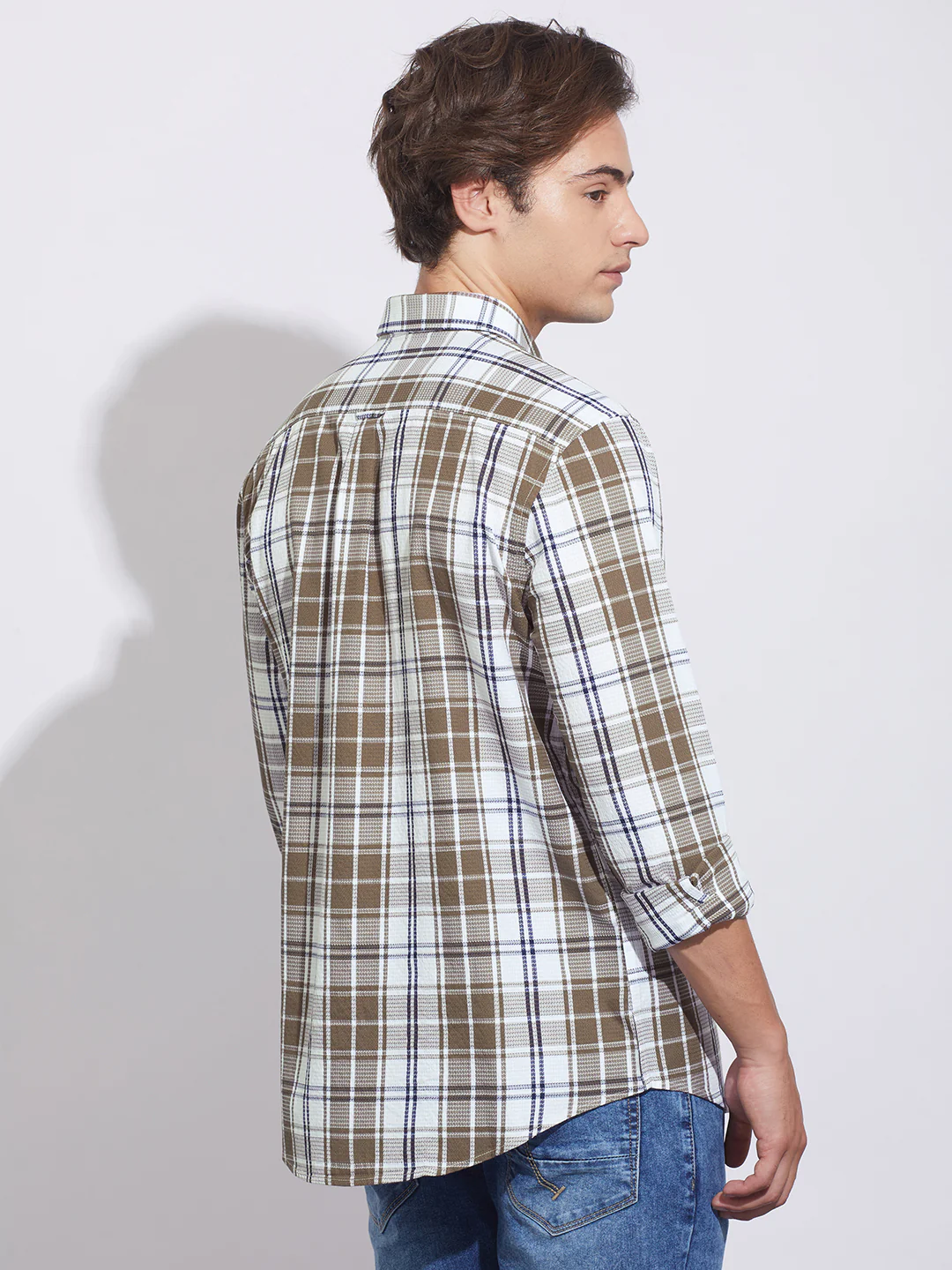 Brown Moderno Fit Regular Collar Men's Shirt by Being Human Clothing - Image 3