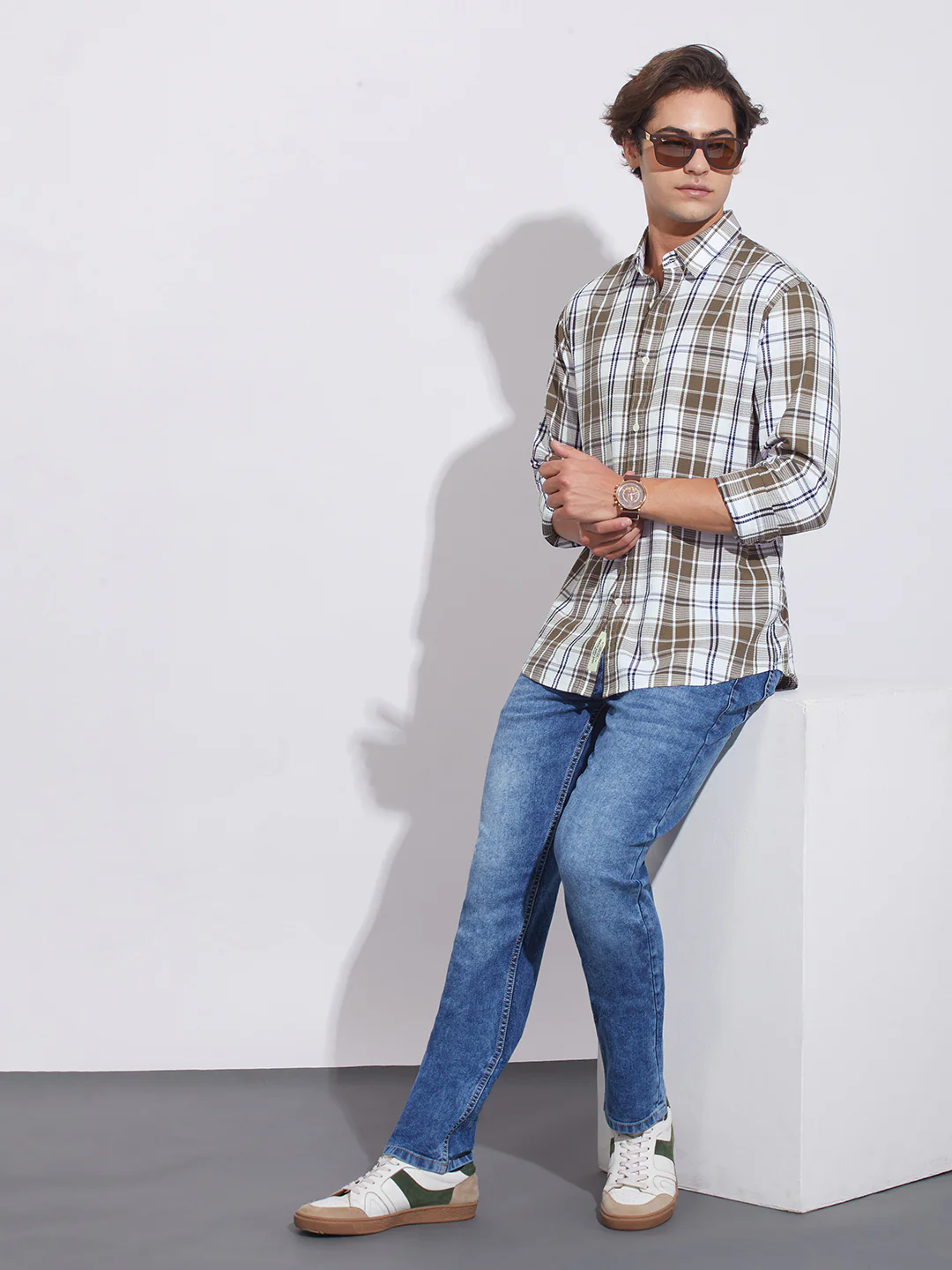 Brown Moderno Fit Regular Collar Men's Shirt by Being Human Clothing - Image 4
