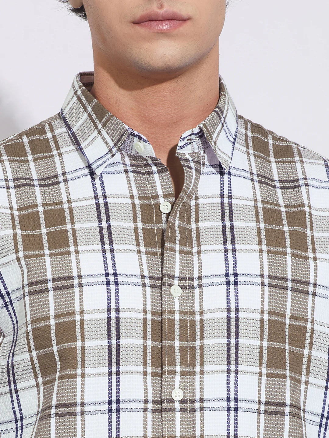 Brown Moderno Fit Regular Collar Men's Shirt by Being Human Clothing - Image 5