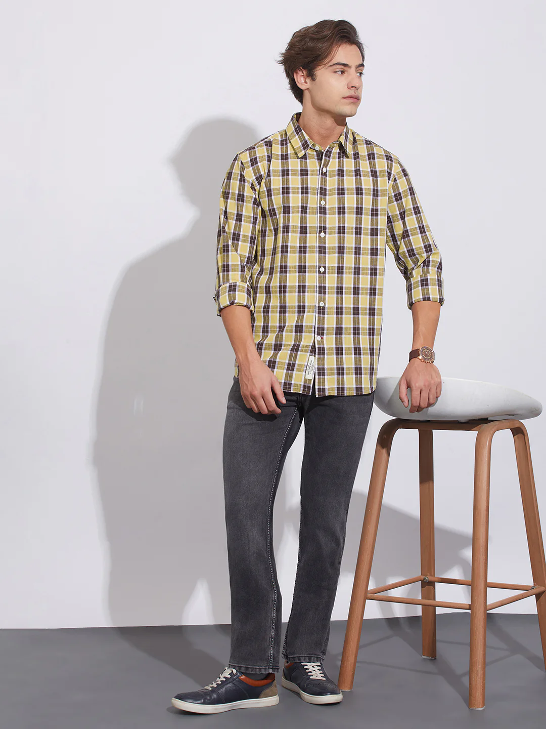 Brown Moderno Fit Regular Collar Men's Shirt by Being Human Clothing - Image 4