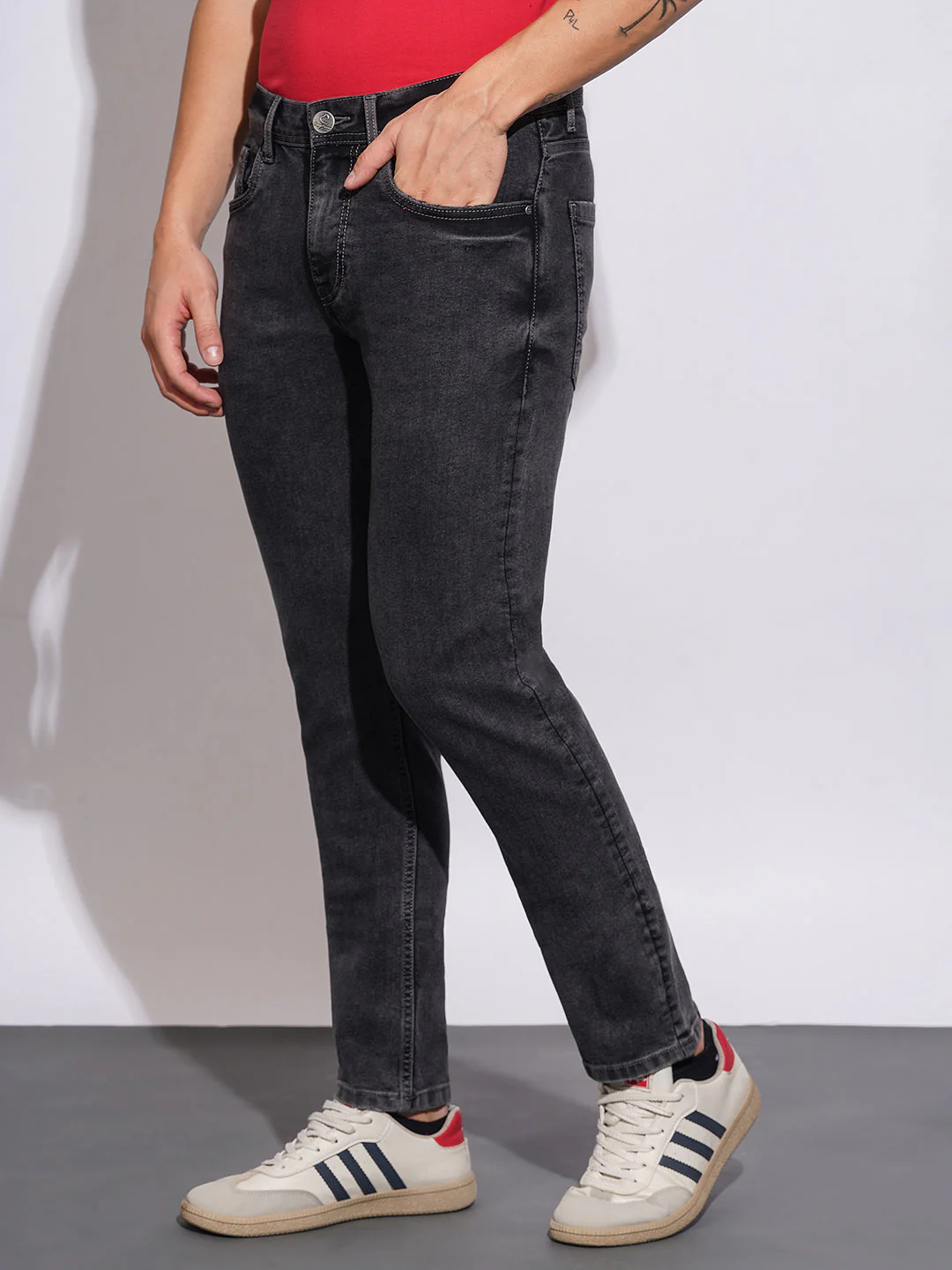 Carbon Black Slim Fit Jeans for Men by Being Human Clothing - Image 2