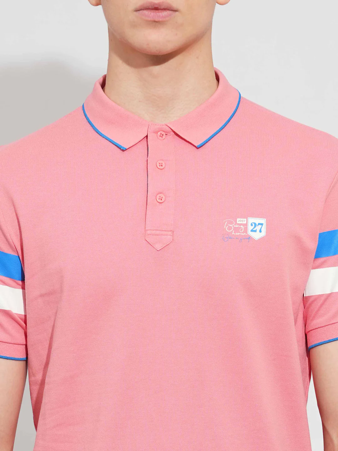 Coral Regular Fit Men's Polo T-Shirt by Being Human Clothing - Image 5