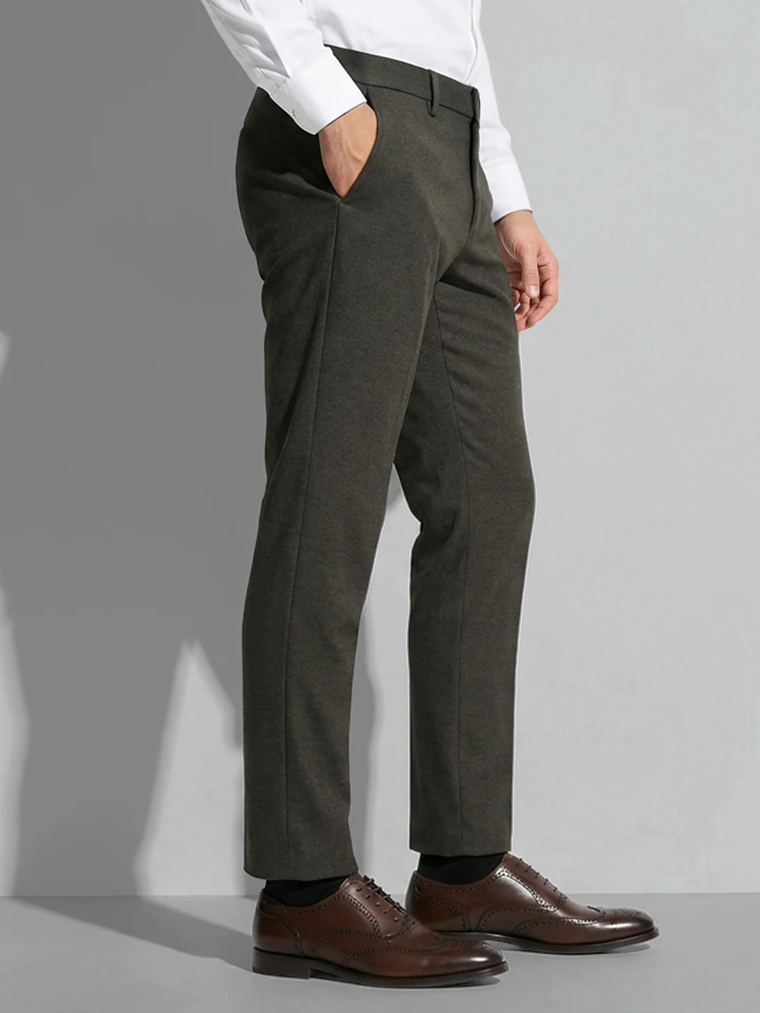 Dark Green Men's Cropped Chinos by Being Human Clothing - Image 2