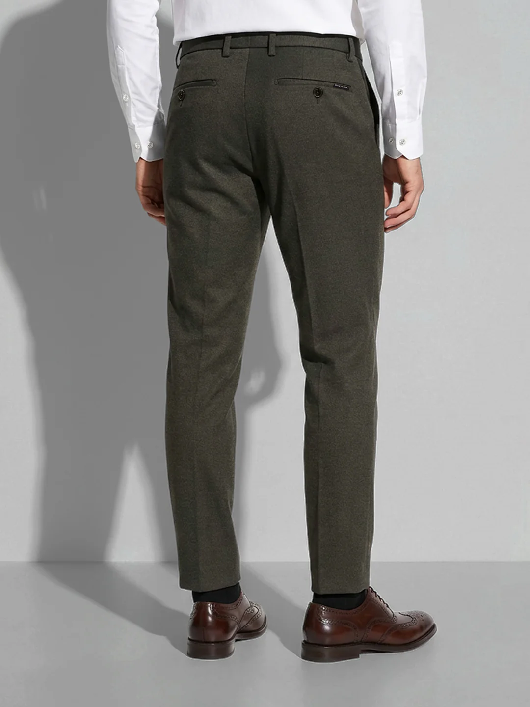 Dark Green Men's Cropped Chinos by Being Human Clothing - Image 3