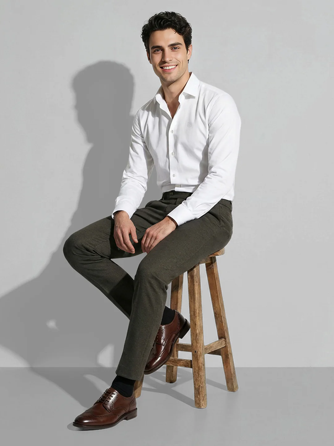 Dark Green Men's Cropped Chinos by Being Human Clothing - Image 4