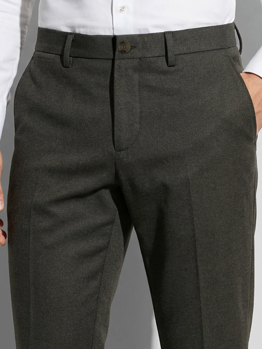 Dark Green Men's Cropped Chinos by Being Human Clothing - Image 5