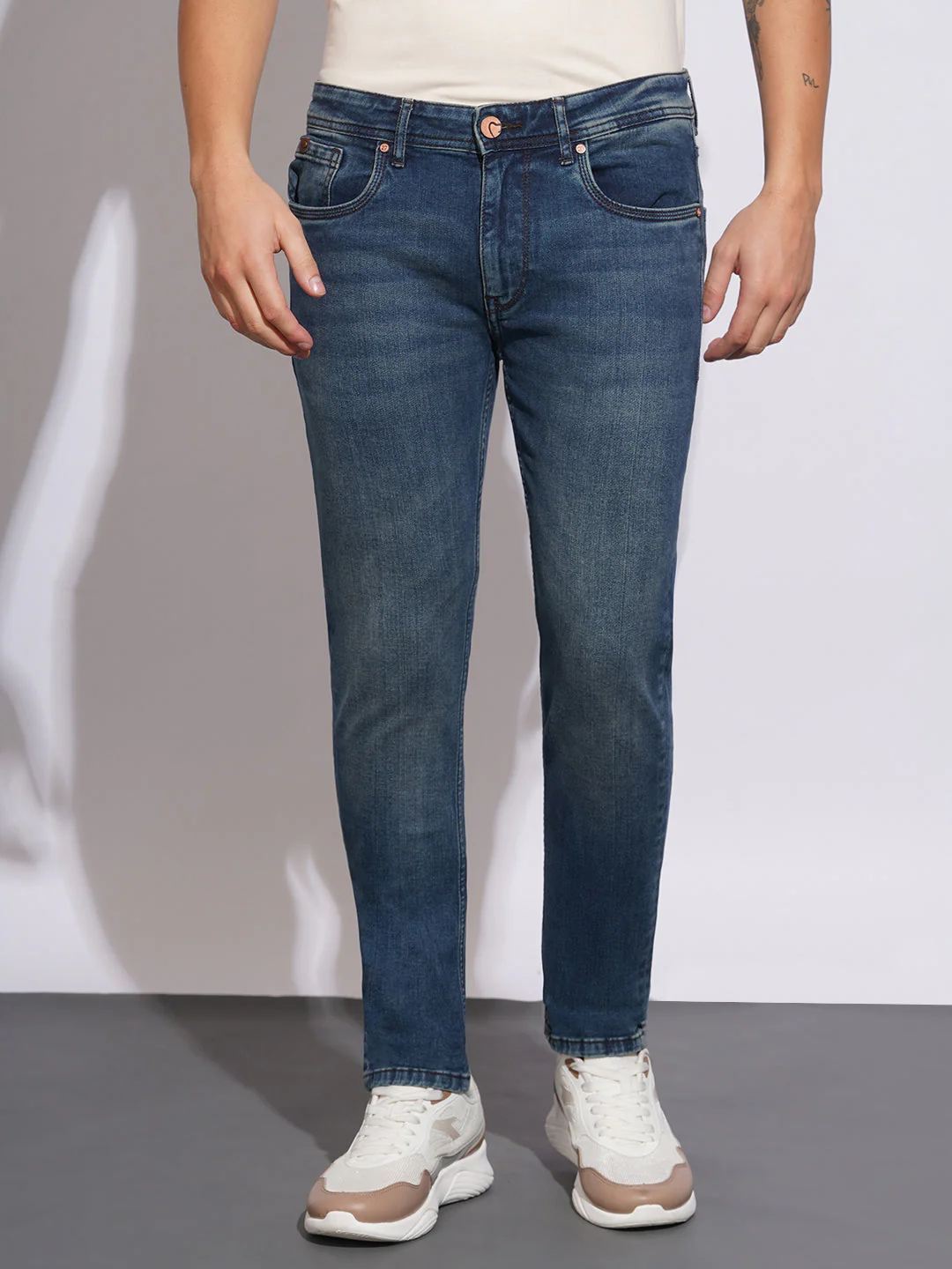 Dark Tone Cropped Fit Jeans for Men by Being Human Clothing