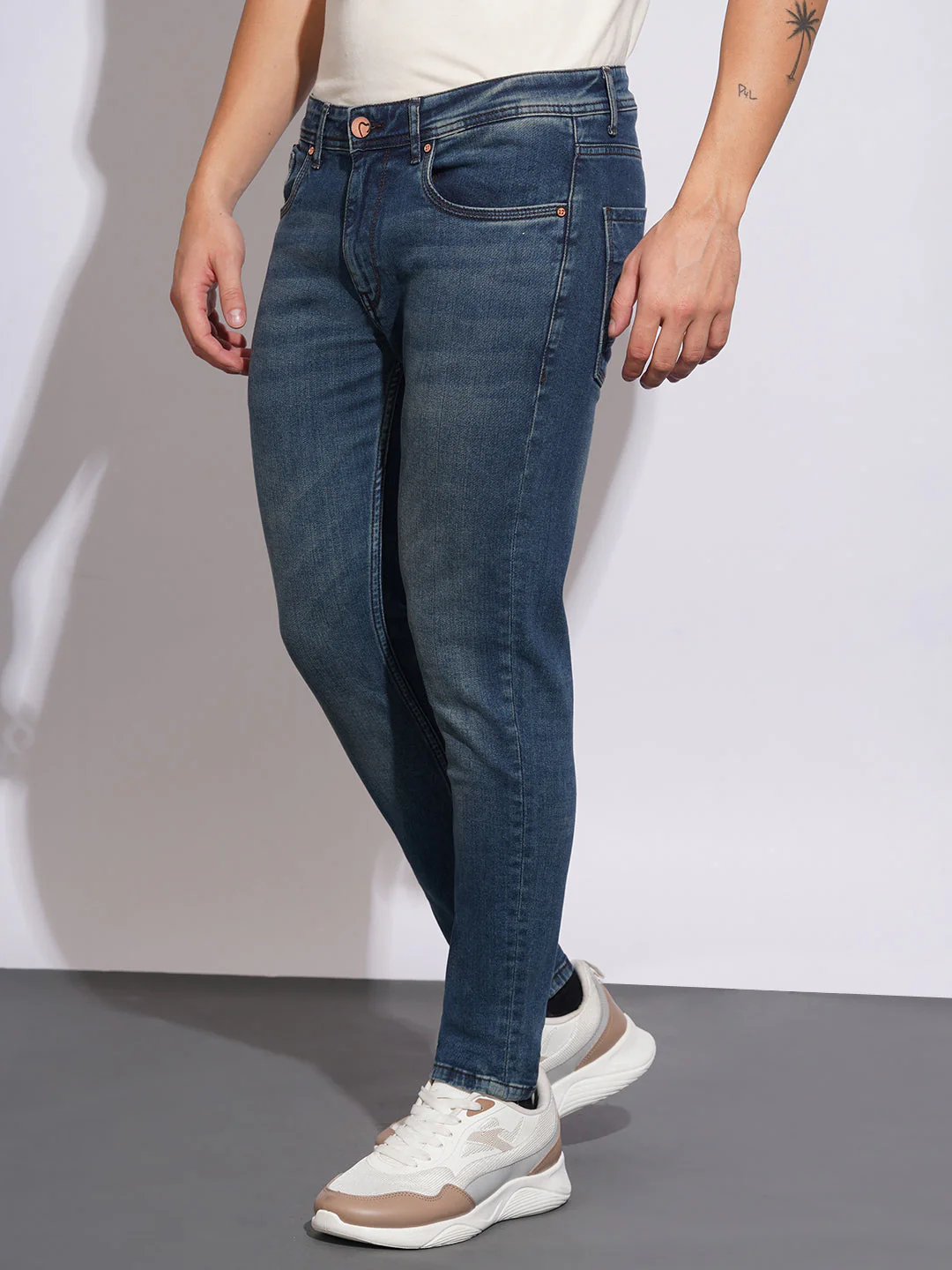 Dark Tone Cropped Fit Jeans for Men by Being Human Clothing - Image 2