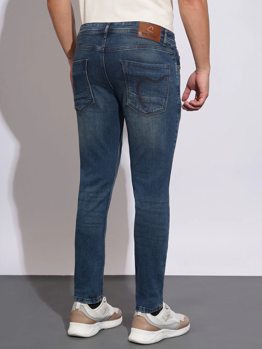 Dark Tone Cropped Fit Jeans for Men by Being Human Clothing - Image 3