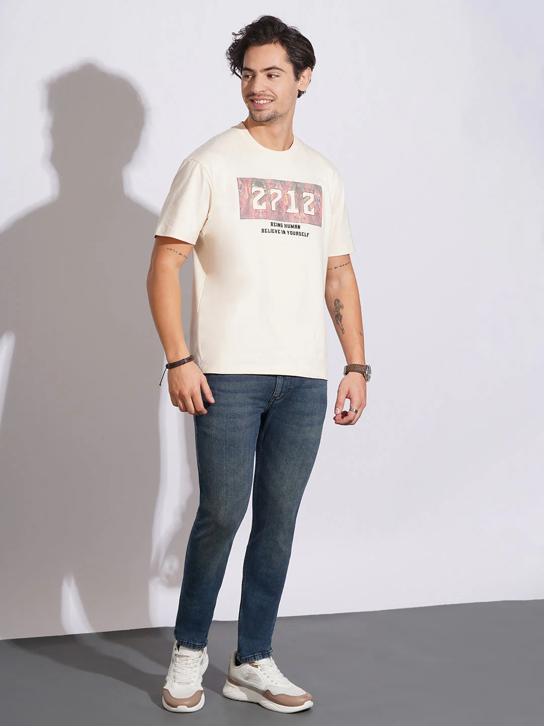 Dark Tone Cropped Fit Jeans for Men by Being Human Clothing - Image 4