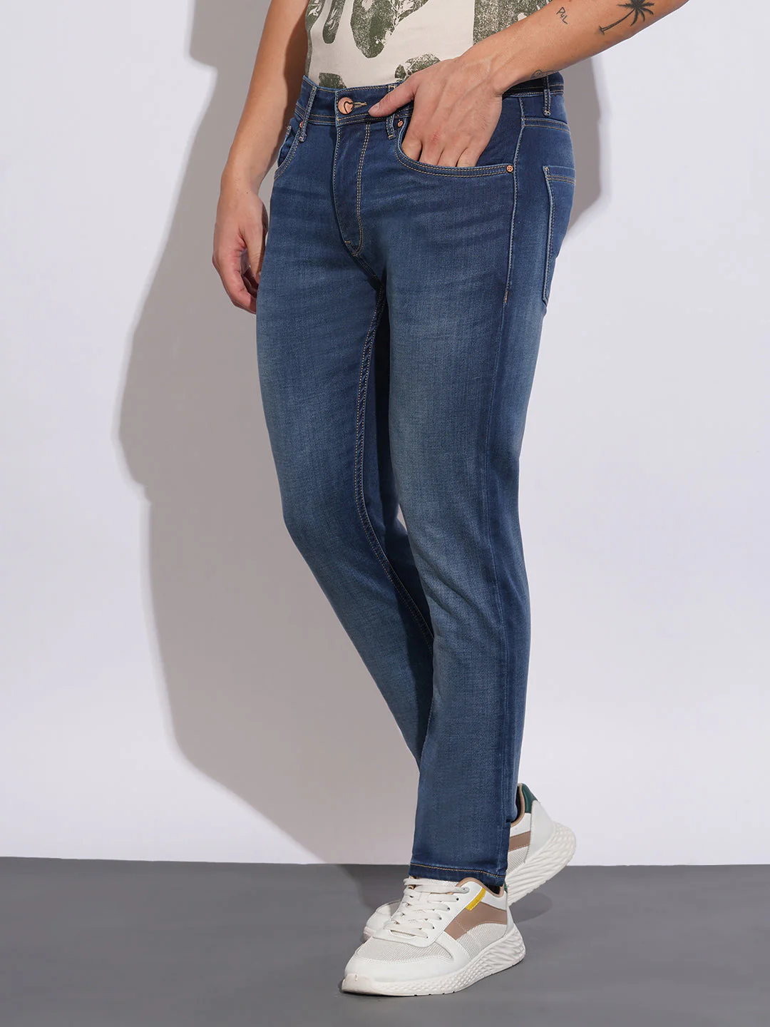 Dark Tone Skinny Fit Jeans for Men by Being Human Clothing - Image 2