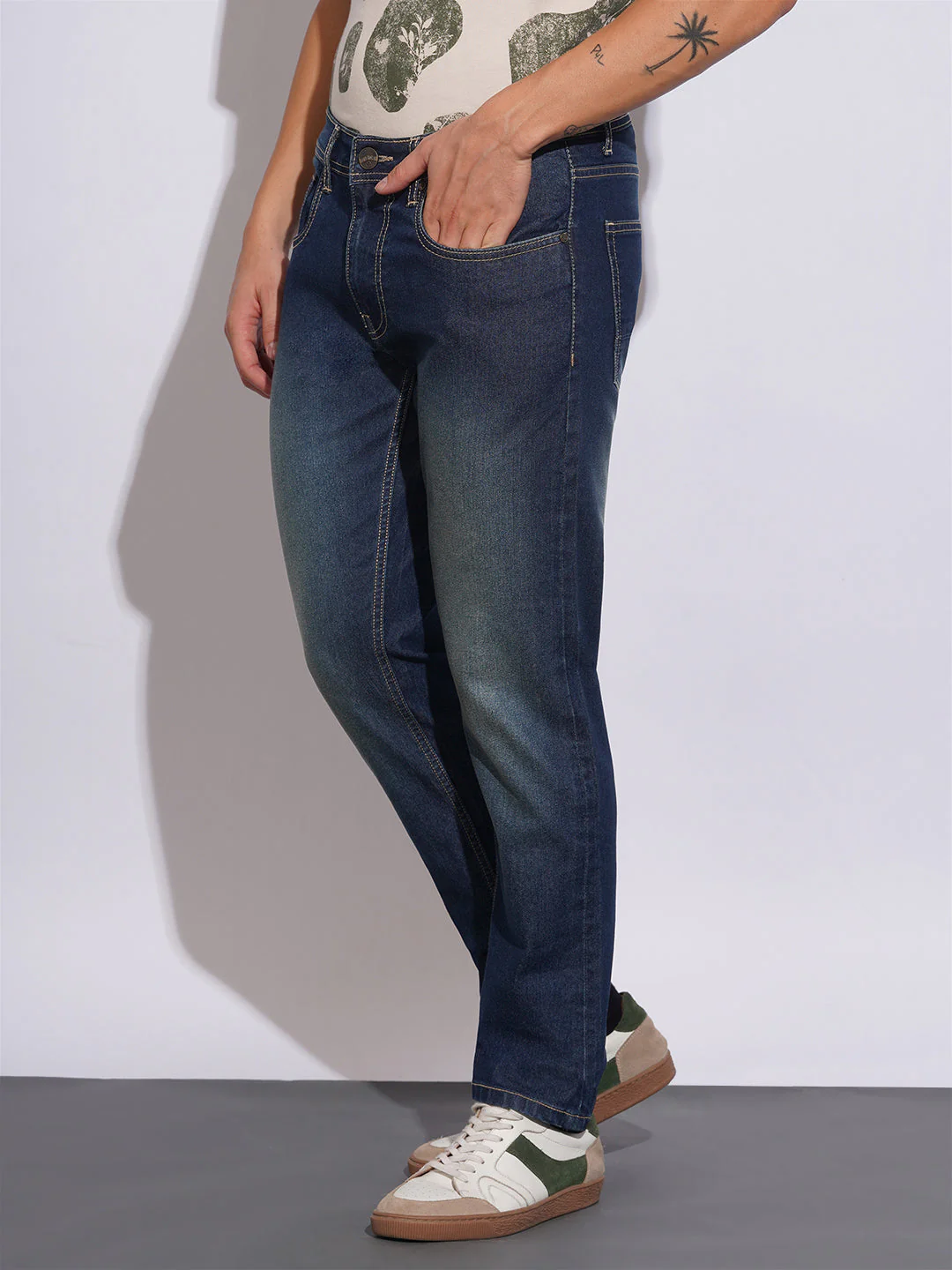 Dark Tone Slim Fit Jeans for Men by Being Human Clothing - Image 2
