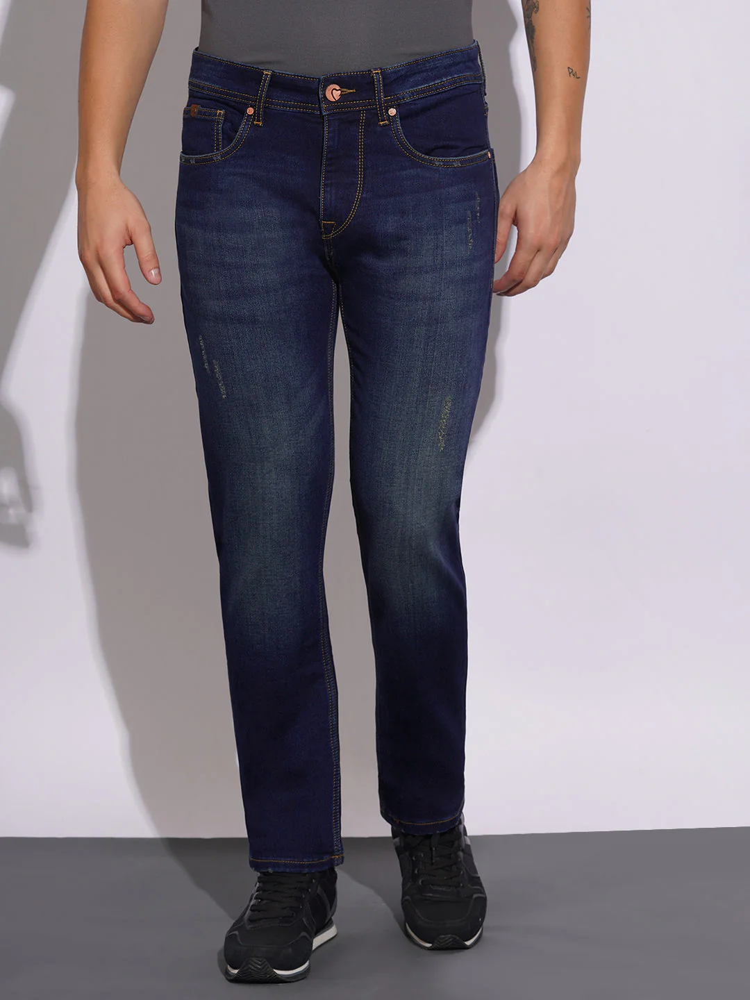 Dark Tone Straight Fit Jeans for Men by Being Human Clothing