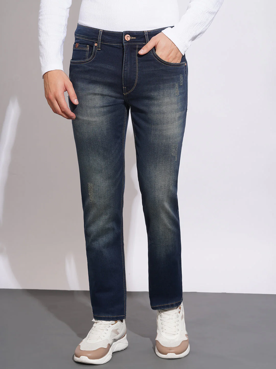 Dark Tone Straight Fit Jeans for Men by Being Human Clothing