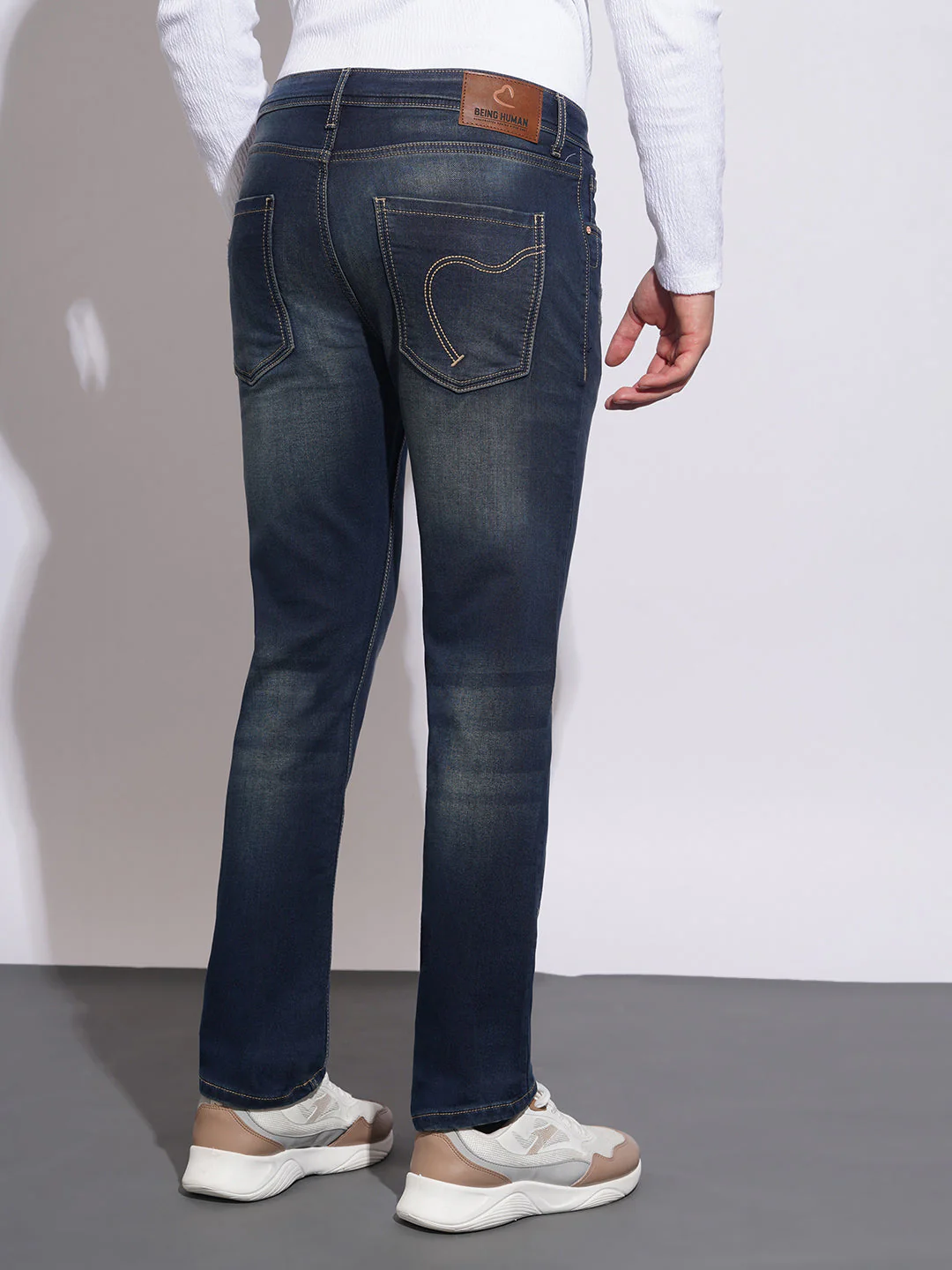 Dark Tone Straight Fit Jeans for Men by Being Human Clothing - Image 3