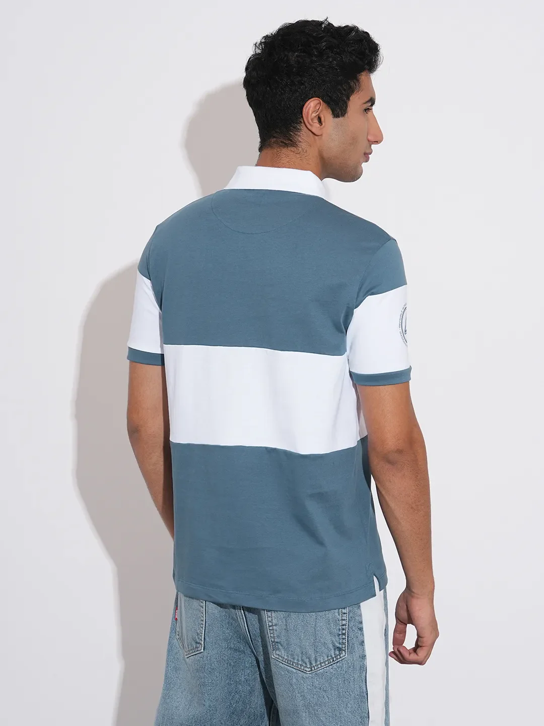 Blue Easy Fit Men's Polo T-Shirt by Being Human Clothing - Image 3