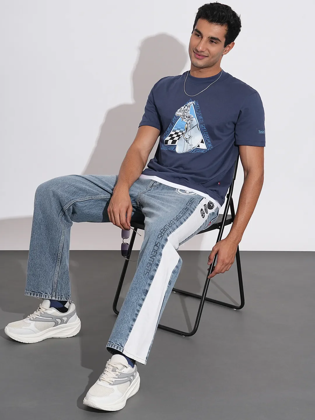 Navy Easy Fit Round Neck Men's T-Shirt by Being Human Clothing - Image 4