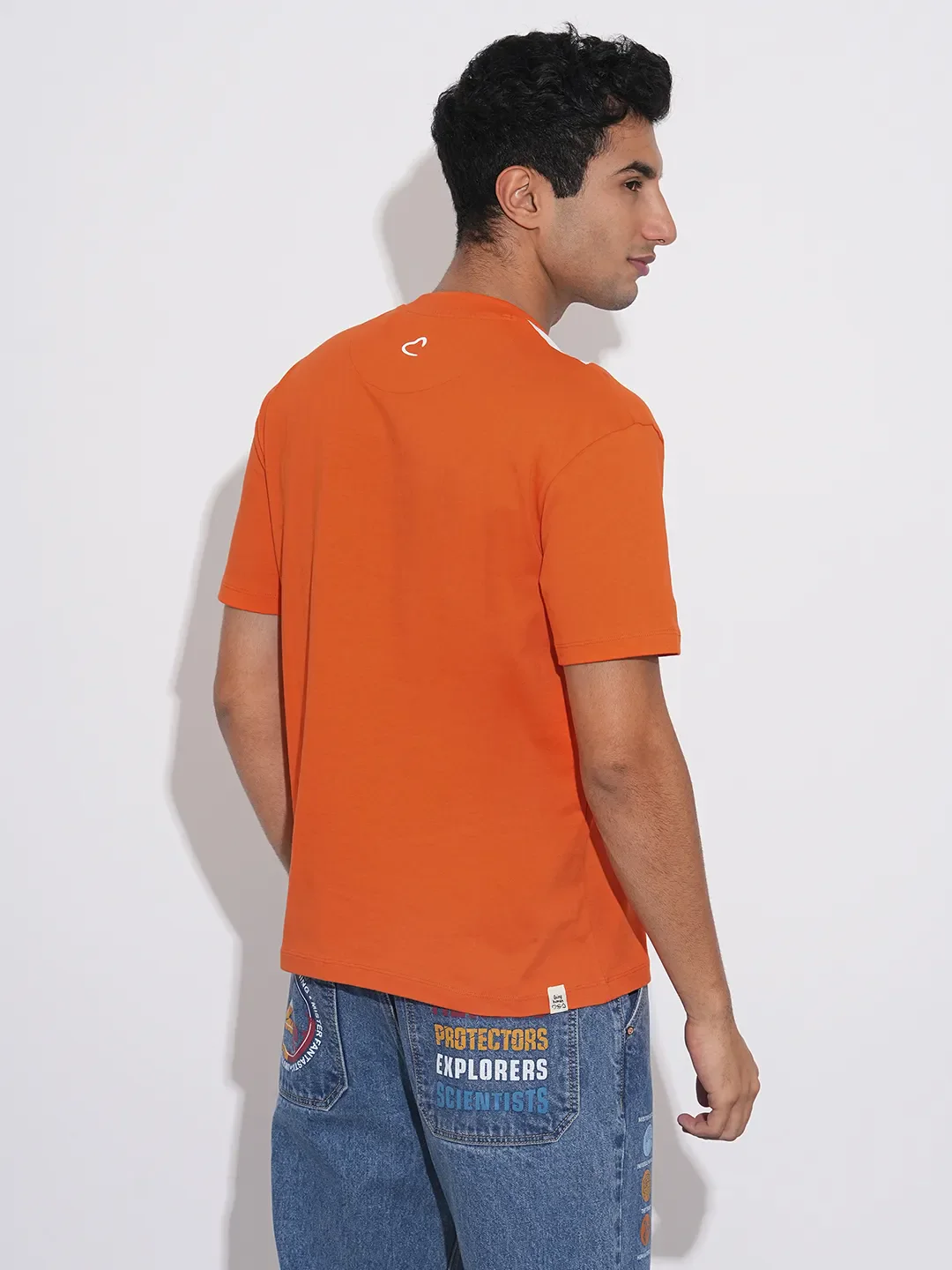 Orange Easy Fit Round Neck Men's T-Shirt by Being Human Clothing - Image 3
