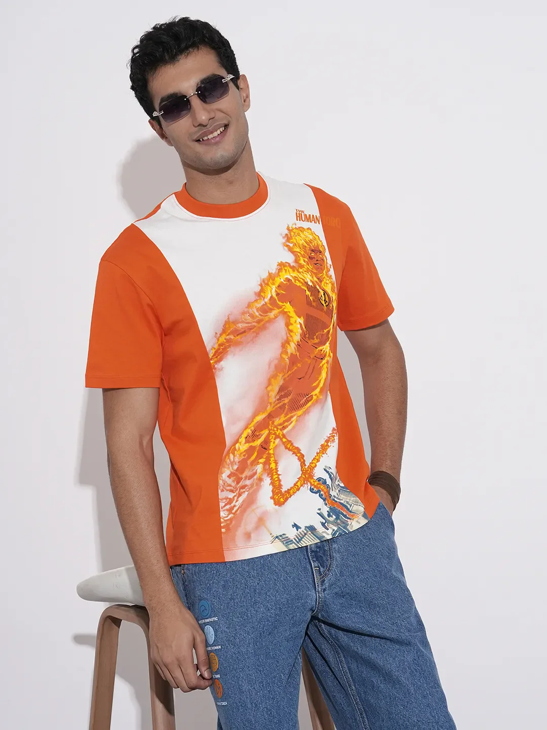 Orange Easy Fit Round Neck Men's T-Shirt by Being Human Clothing - Image 6