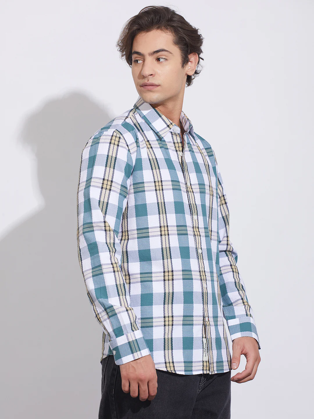 Green Moderno Fit Regular Collar Men's Shirt by Being Human Clothing - Image 2