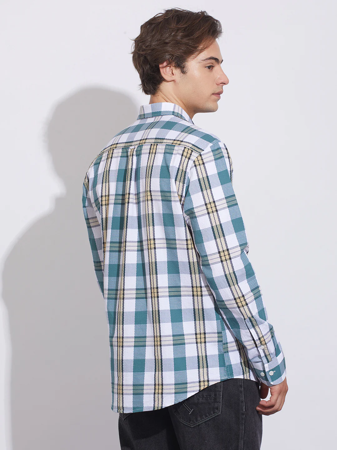 Green Moderno Fit Regular Collar Men's Shirt by Being Human Clothing - Image 3