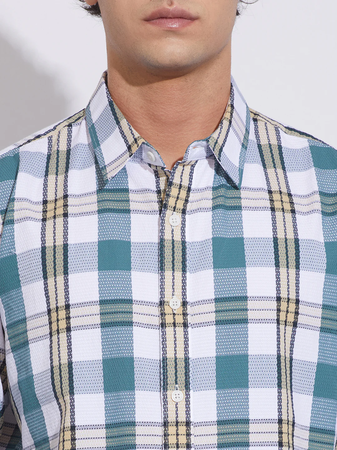 Green Moderno Fit Regular Collar Men's Shirt by Being Human Clothing - Image 5