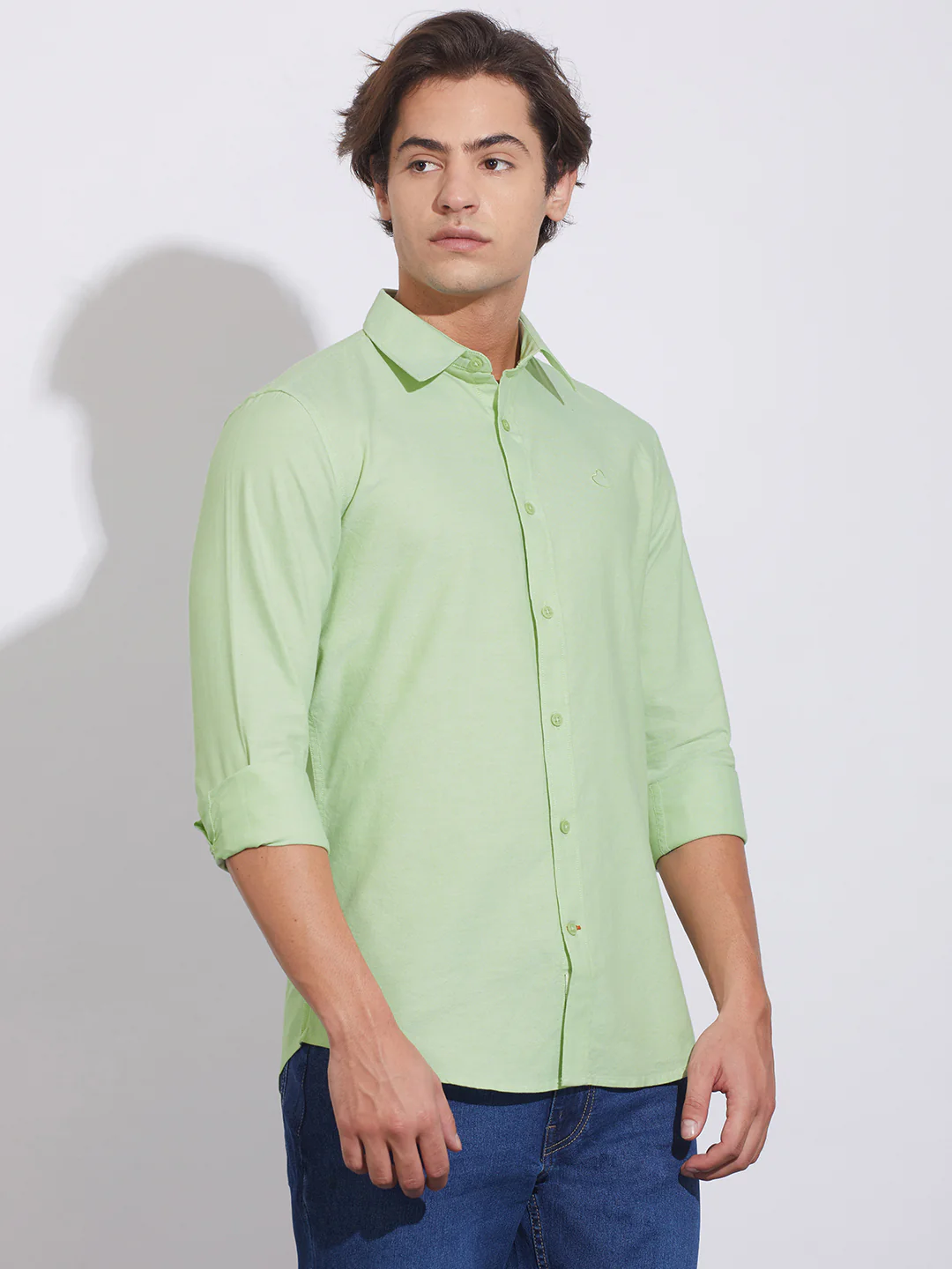 Green Moderno Fit Regular Collar Men's Shirt by Being Human Clothing - Image 2