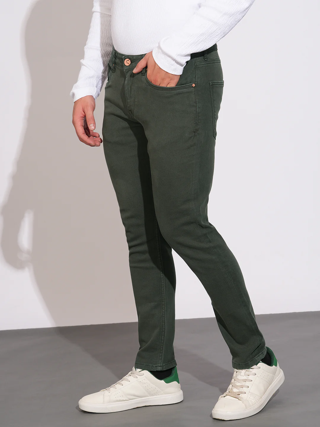 Green Skinny Fit Denims for Men by Being Human Clothing - Image 2
