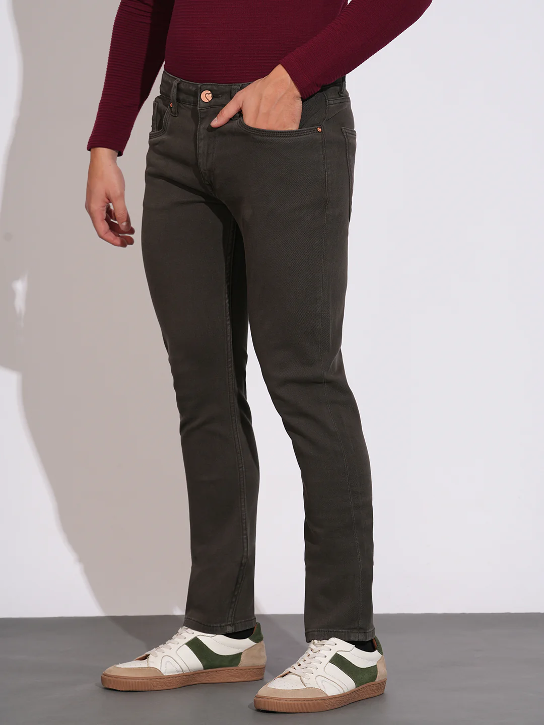 Green Slim Fit  Denims for Men by Being Human Clothing - Image 2