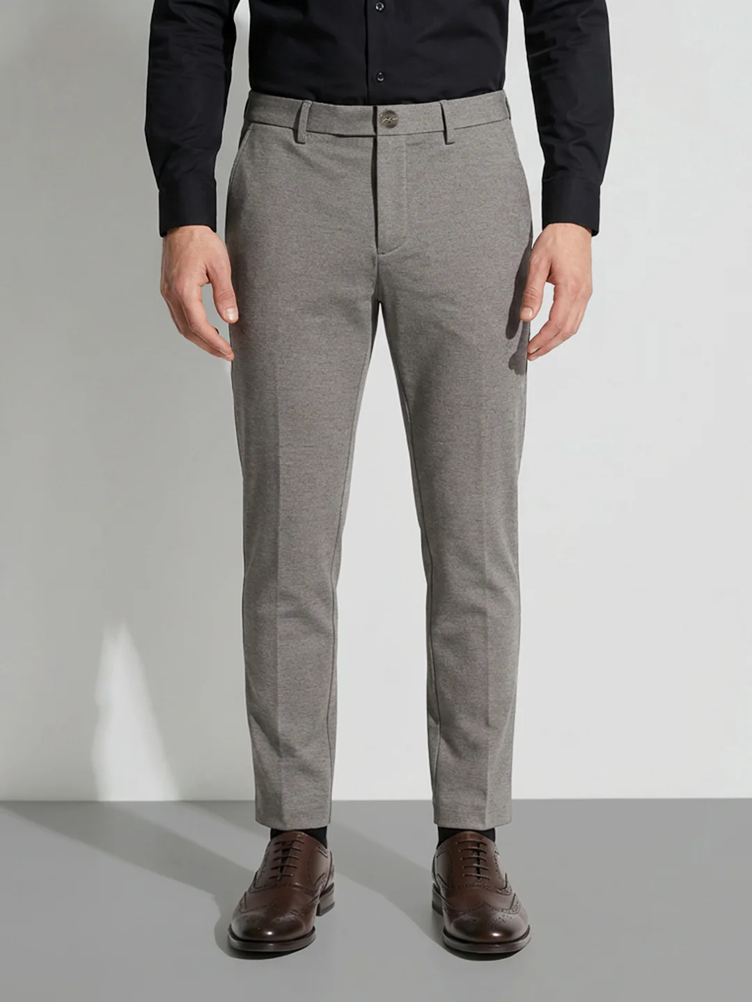 Grey Mid-Rise Men's Cropped Chinos by Being Human Clothing