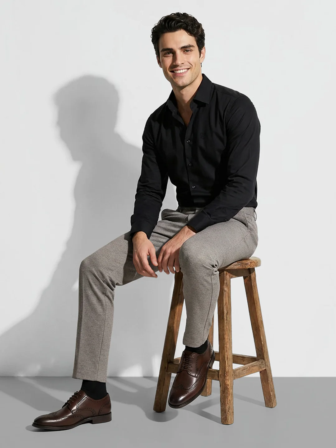 Grey Mid-Rise Men's Cropped Chinos by Being Human Clothing - Image 4