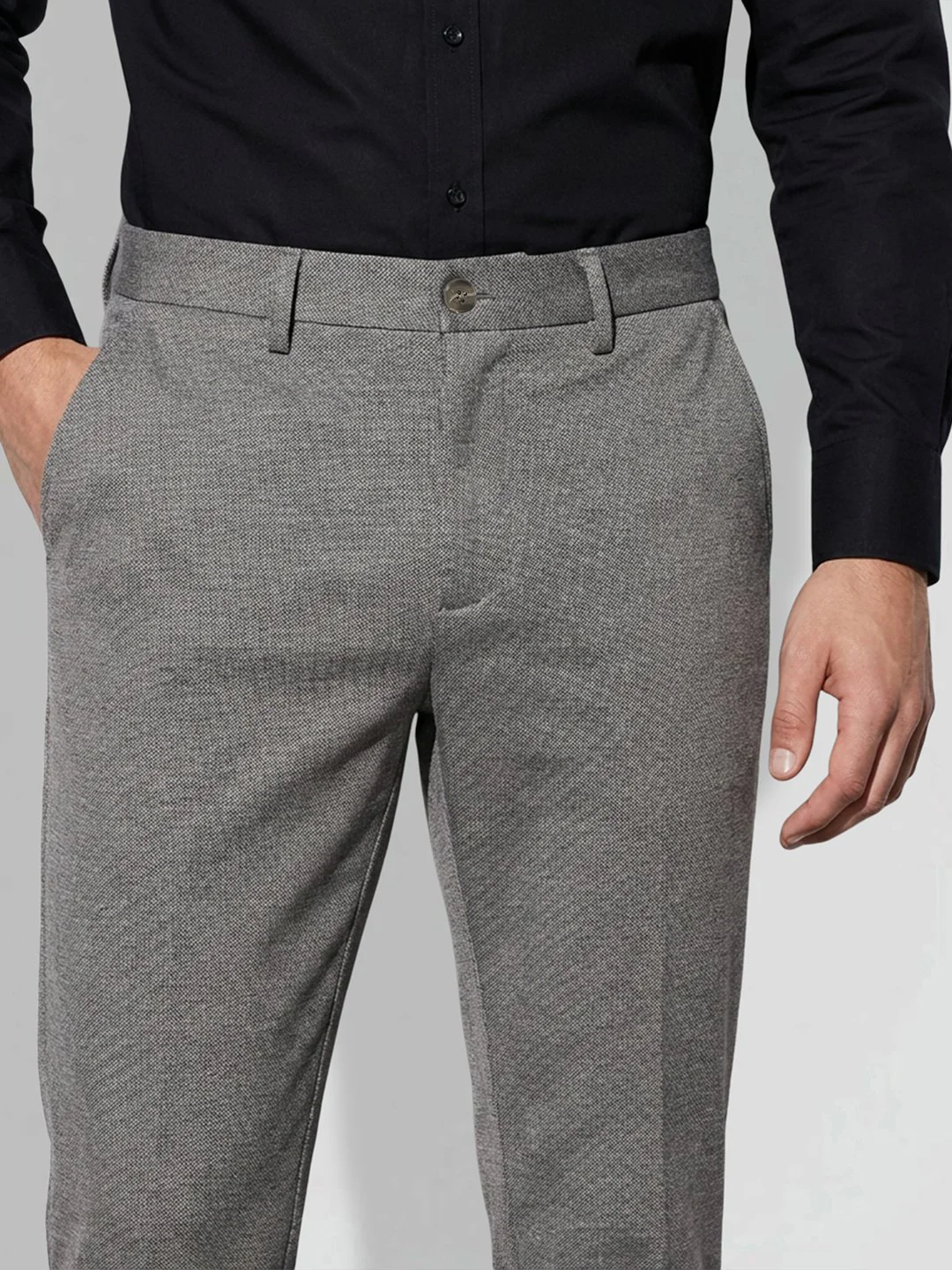 Grey Mid-Rise Men's Cropped Chinos by Being Human Clothing - Image 5