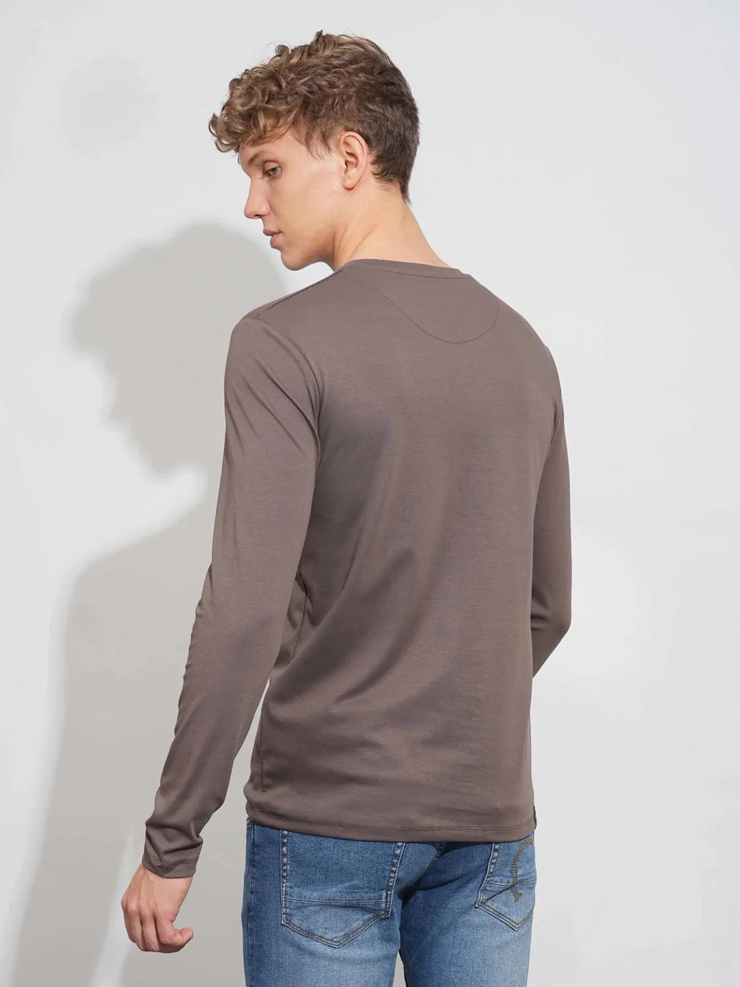 Grey Slim Fit V Neck Men's T-Shirt by Being Human Clothing - Image 3
