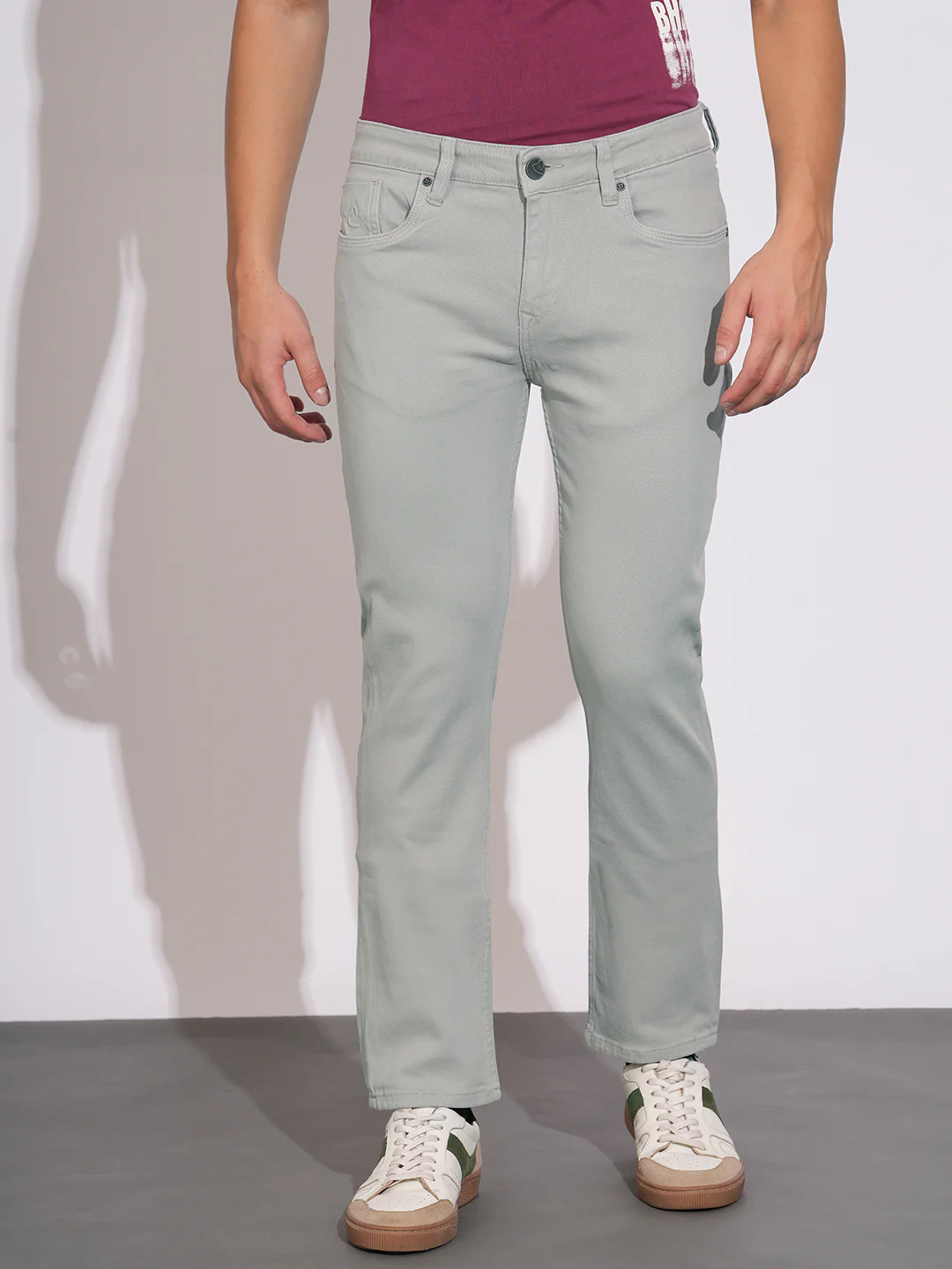 Grey Straight Fit Denims for Men by Being Human Clothing