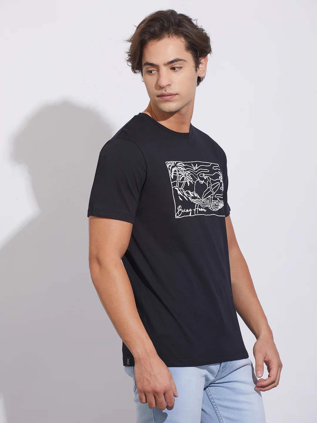 Jet Black Moderno Fit Crew Neck Men's T-Shirt by Being Human Clothing - Image 2