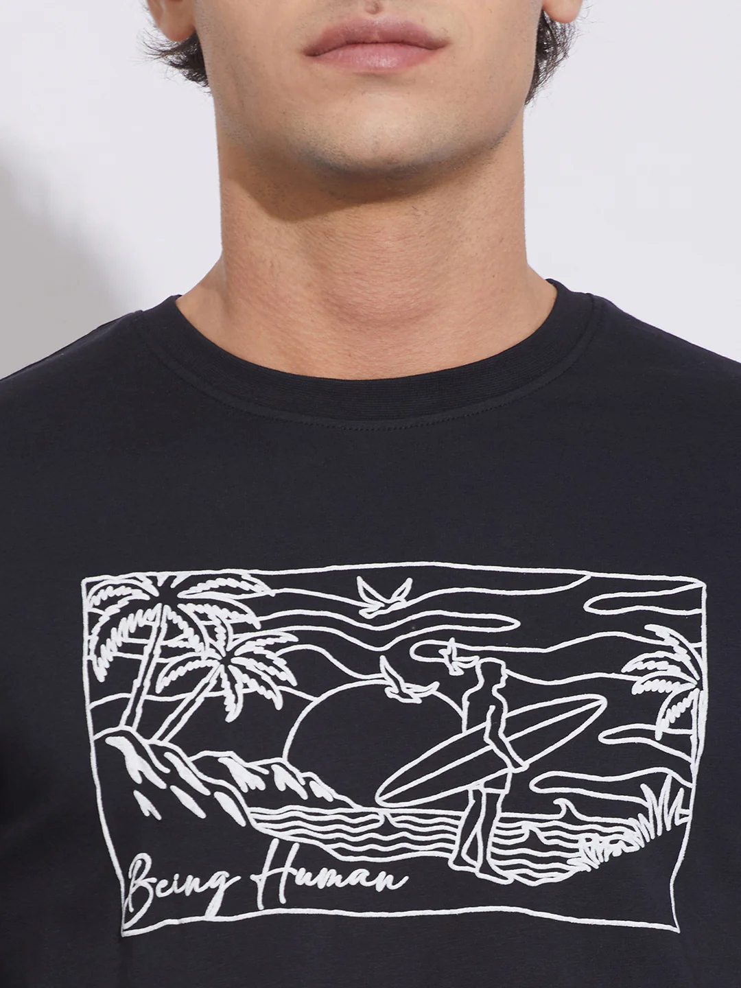 Jet Black Moderno Fit Crew Neck Men's T-Shirt by Being Human Clothing - Image 5