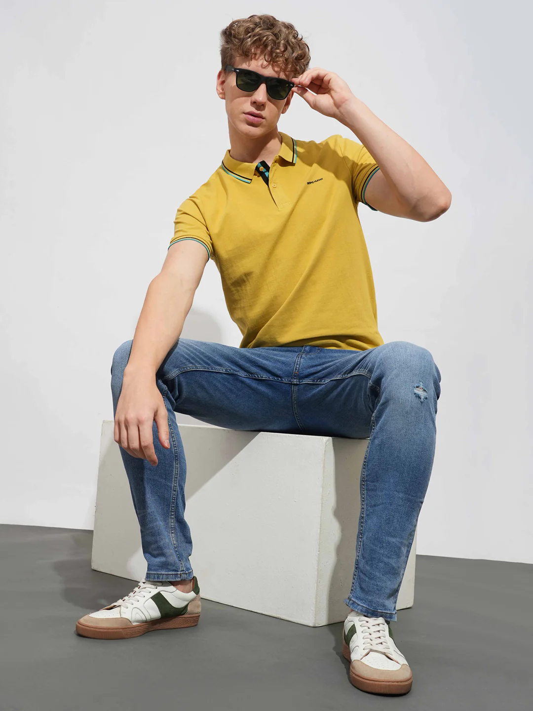 Khaki Regular Fit Men's Polo T-Shirt by Being Human Clothing - Image 4