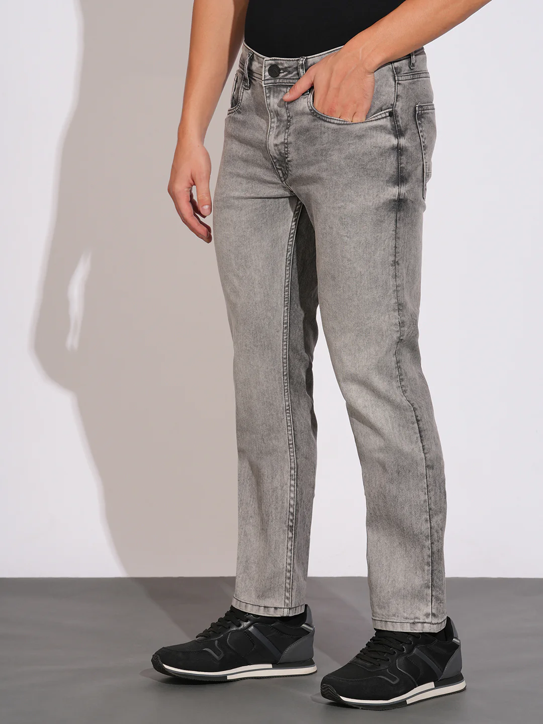 Light Grey Straight Fit Denims for Men by Being Human Clothing - Image 2