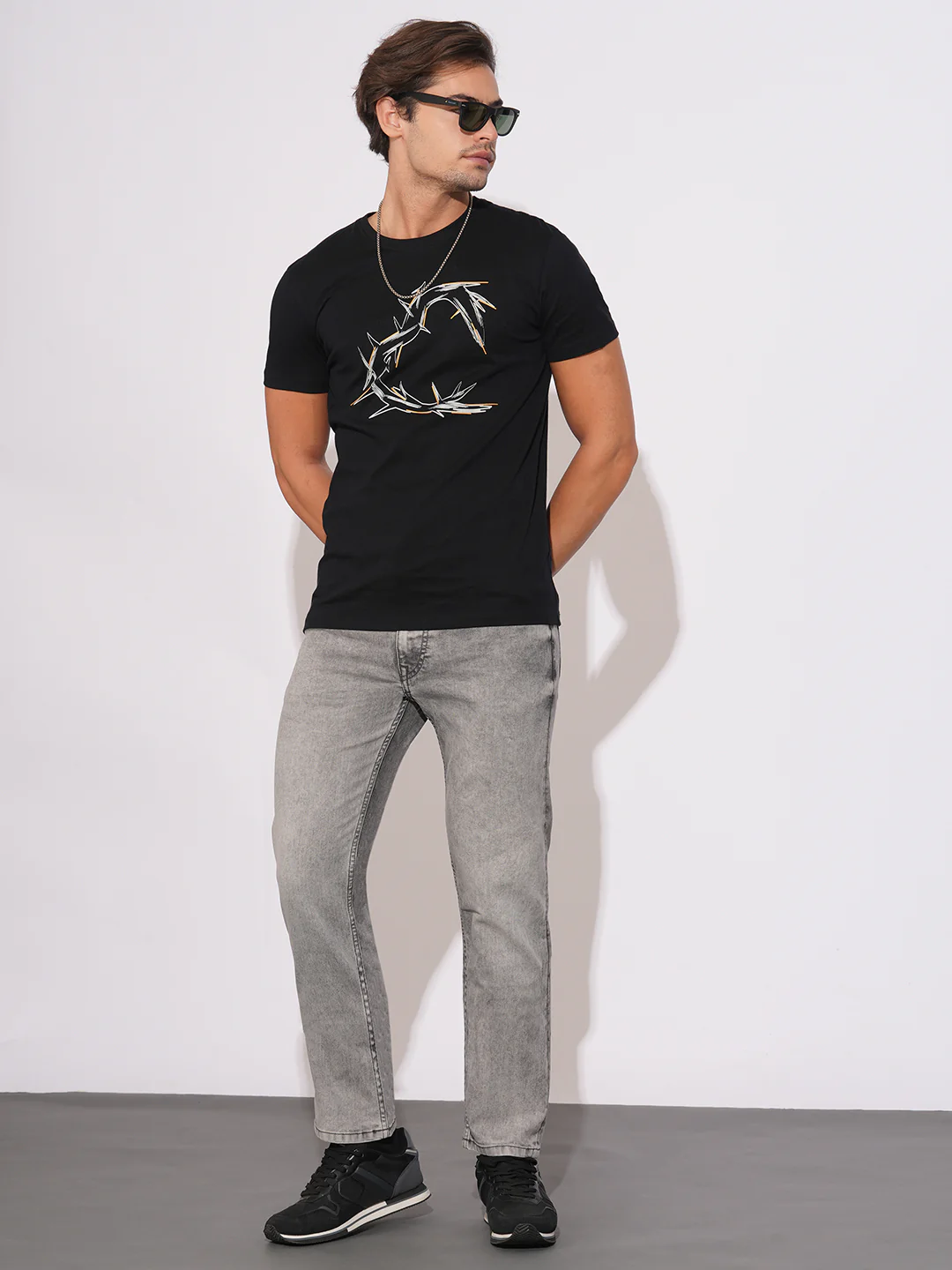 Light Grey Straight Fit Denims for Men by Being Human Clothing - Image 4