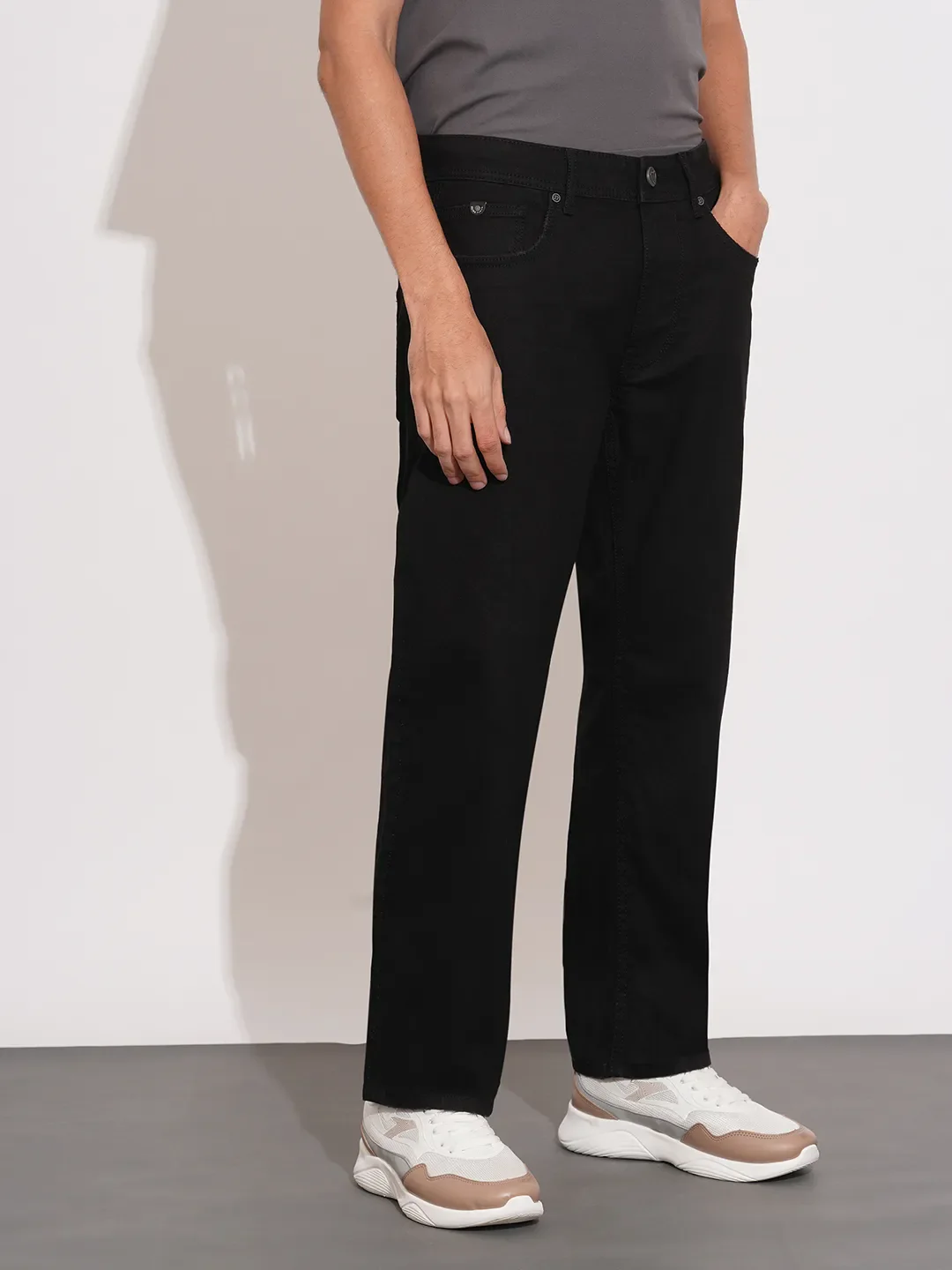 Black Slim Fit Denims For Men By Being Human Clothing - Image 2