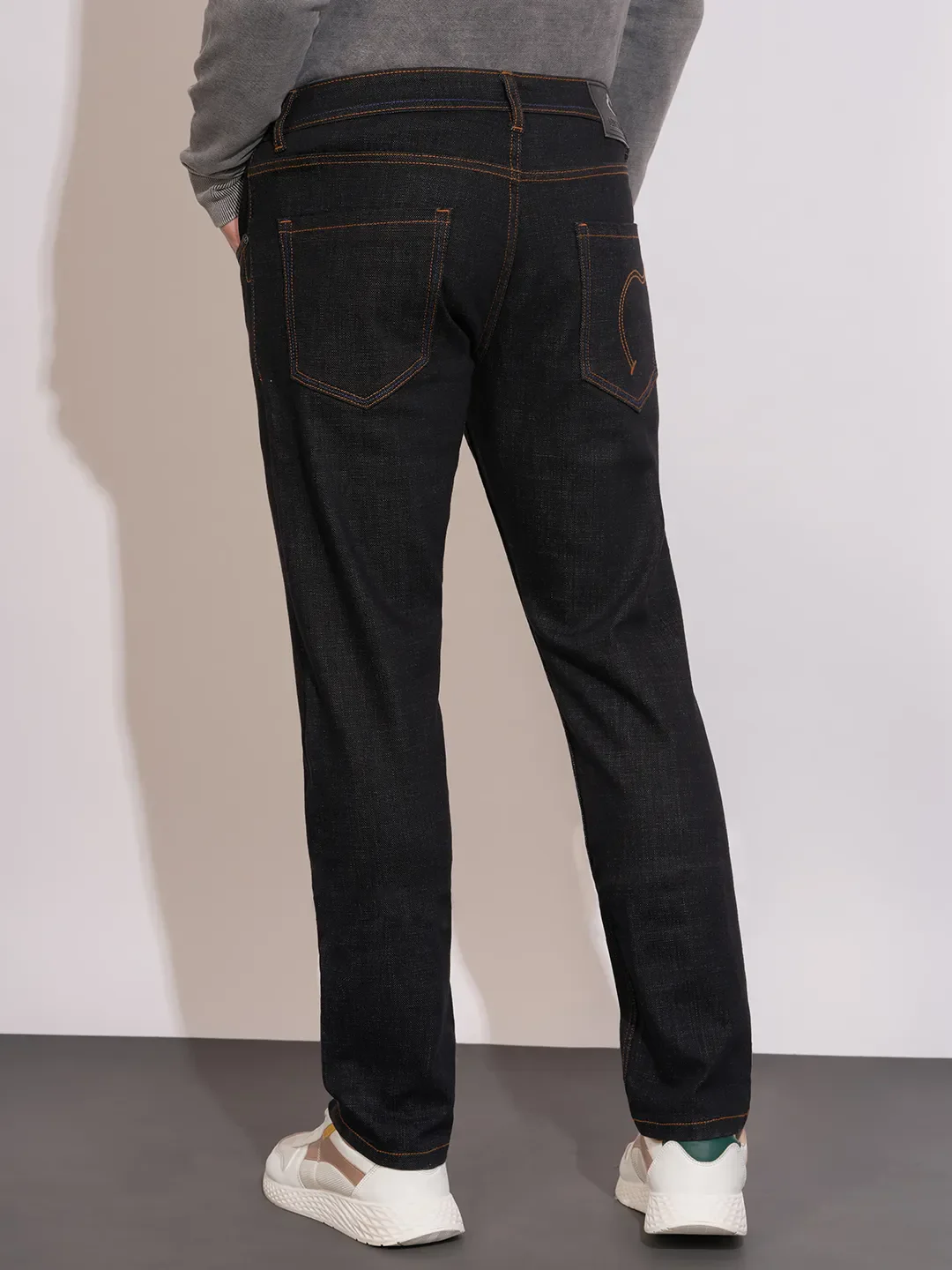 Black Slim Fit Denims For Men By Being Human Clothing - Image 3