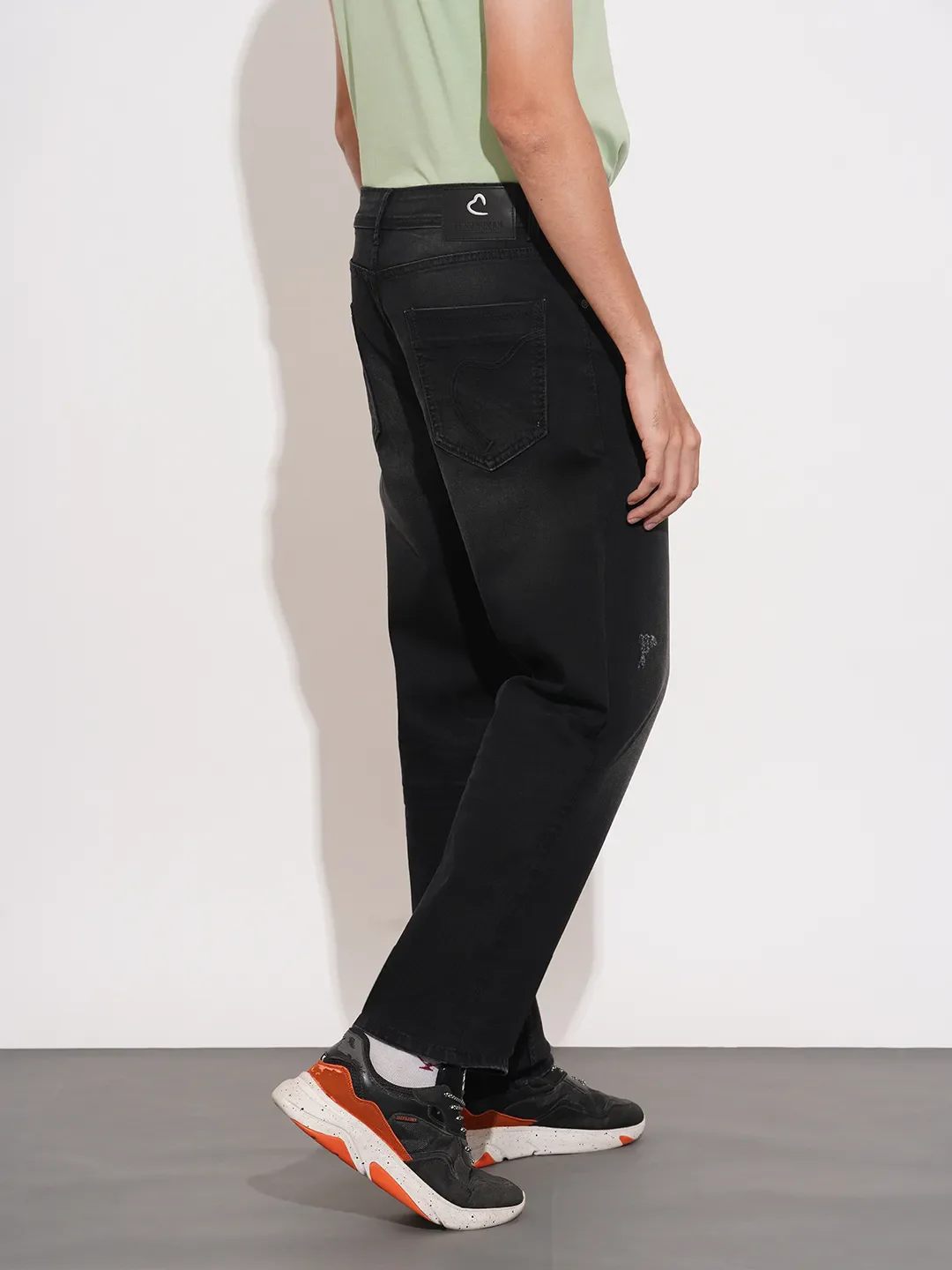 Black Straight Fit Denims For Men By Being Human Clothing - Image 3