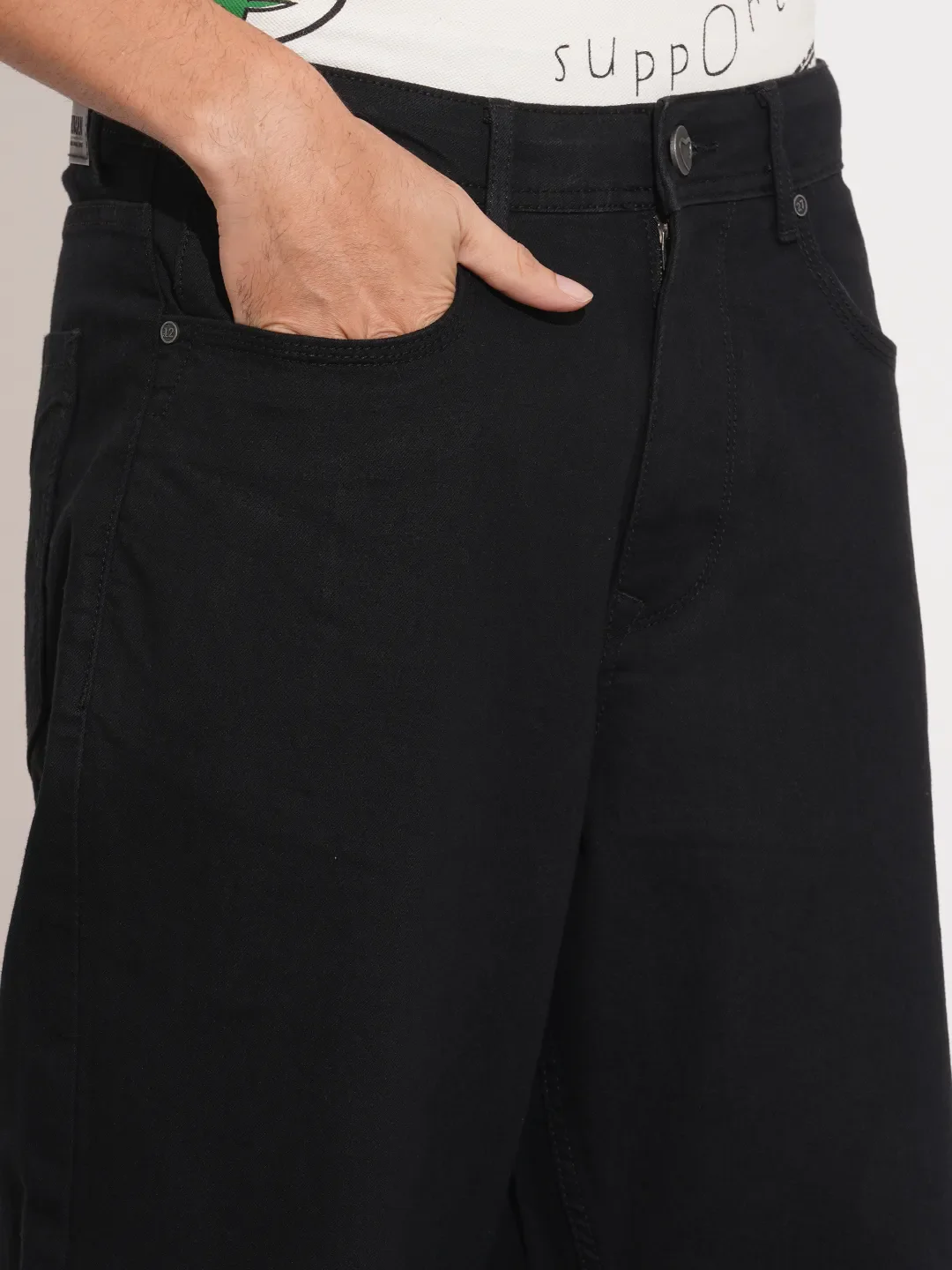 Black Anti Fit Denims For Men By Being Human Clothing - Image 5