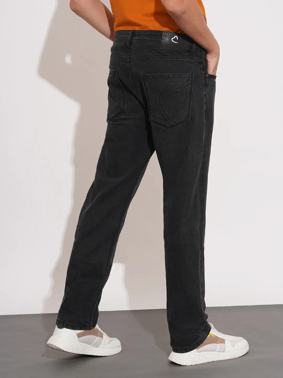 Black Straight Fit Denims For Men By Being Human Clothing - Image 3