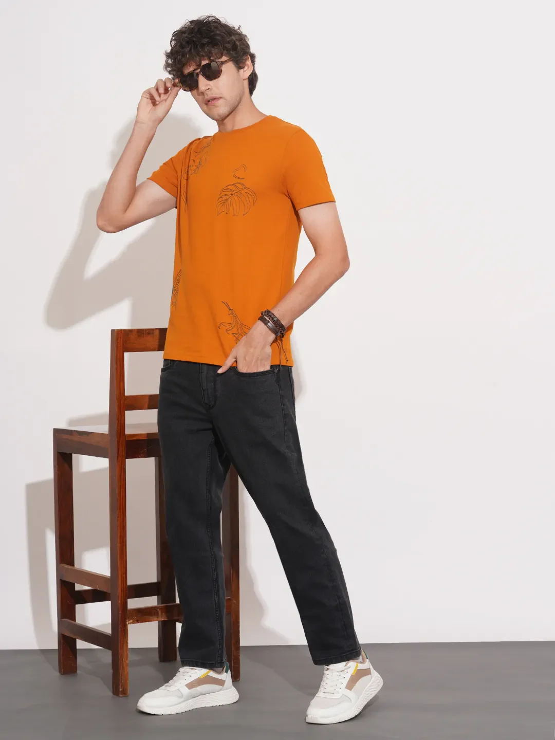 Black Straight Fit Denims For Men By Being Human Clothing - Image 4