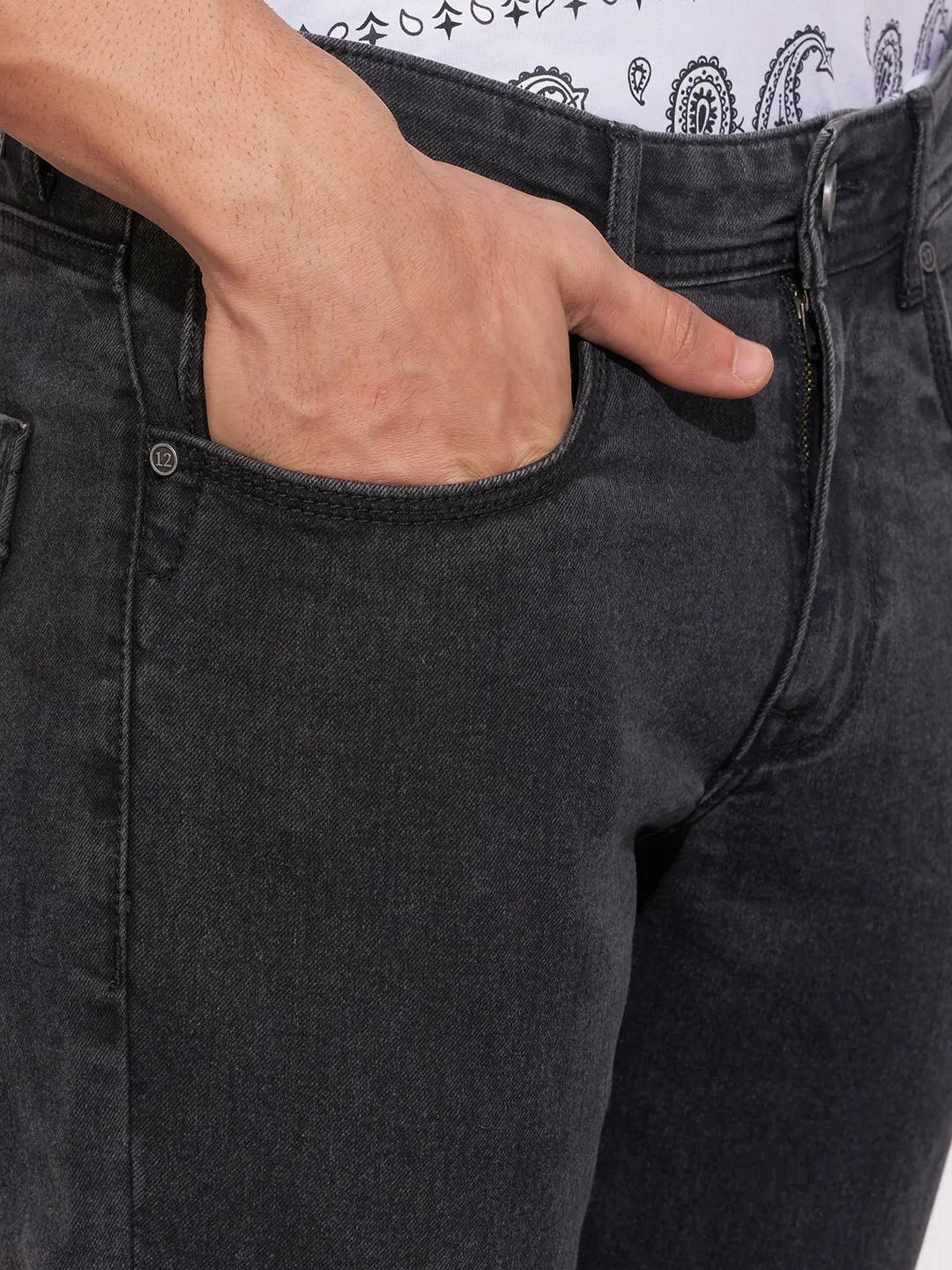 Black Skinny Fit Denims For Men By Being Human Clothing - Image 5