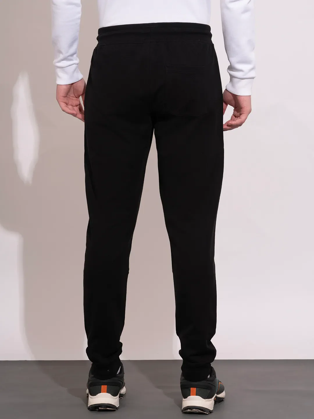 Black Regular Fit Track Pants For Men By Being Human Clothing - Image 3